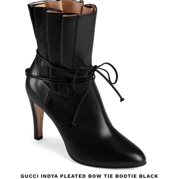 Gucci Indya Bow Tie Ankle Boot Black 38.5 - Picture 1 of 13